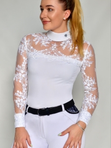 Koszula Konkursowa Jeździecka Biała DAISY z koronką Design By Dalia