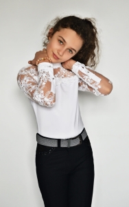 Koszula Jeździecka Konkursowa Dziecięca Biała DAISY KIDS Design By Dalia