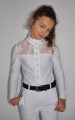 Koszula jeździecka, startowa z koronką 
Koszula dziecięca  turniejowa
Koszula elegancka show
Bluzka dziecięca na zawody konne
Bluzka dziecięca na zawody jeździeckie 
Bluzka ze białą stójką ozdobną z  mankietami ozdobnymi