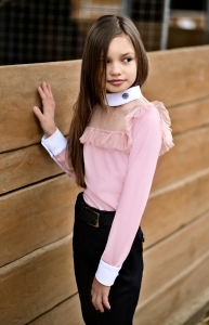 Koszula Startowa Jeździecka Dla Dzieci Różowa ANASTASIA KIDS Design By Dalia