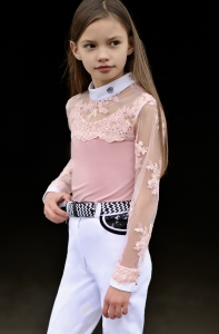 Koszula Jeździecka Konkursowa Dziecięca Różowa PINK DAISY KIDS Design By Dalia