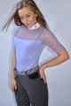 koszula, shirt, startowa, damska, turniejowa, elegancka, show
zawody, konne, jeździeckie, lavenda ,koronka
Bluzka ze białą stójką ozdobną, cyrkonie, łezka, siateczka