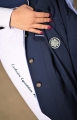 turniejowy,plastron,broszka z cyrkoni
elegancki, show Jacket,plastron, broszka z cyrkoni
damski na zawody konne,jeździeckie 
z ozdobnym wykończeniem ,kołnierz,wypustki 
cyrkonie jak swarovski,koronka elastyczna
