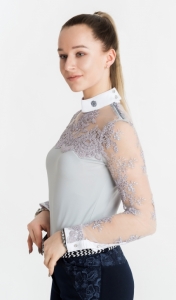 Koszula Konkursowa Jeździecka Damska Szara DAISY Z długim rękawem Design By Dalia
