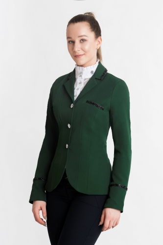 frak startowy,ujeżdzeniowy,skokowy
damski turniejowy,plastron,broszka z cyrkoni
elegancki, show Jacket,plastron, broszka z cyrkoni
damski na zawody konne,jeździeckie