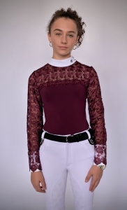 Koszula Jeździecka Konkursowa Dziecięca Bordowa CHARLIZE MISS KIDS Design By Dalia