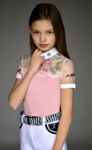 Koszula Jeździecka Konkursowa Dziecięca Różowa ALEXY KIDS Design By Dalia