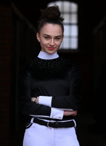 Koszula Jeździecka Konkursowa Damska SARI Crystal Glow Czarna